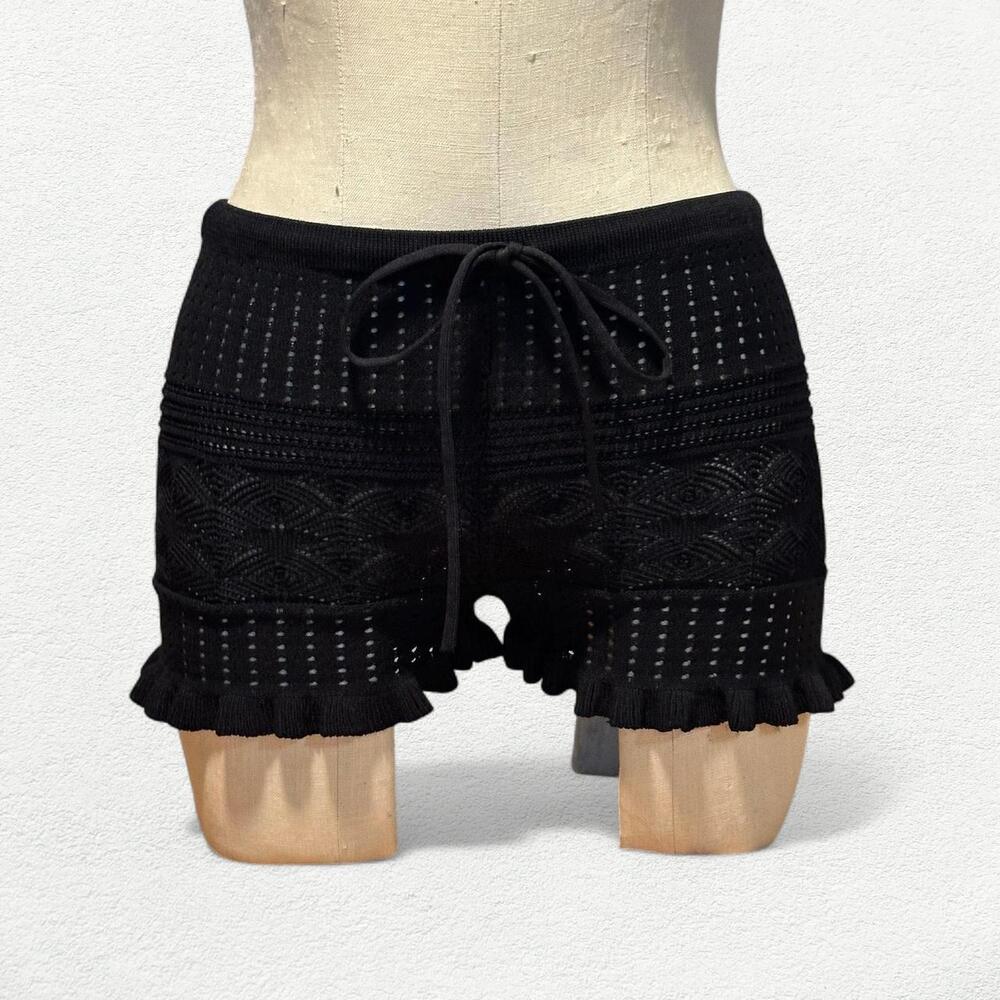Loba Pointelle Knit Carly Hot Shorts in Black